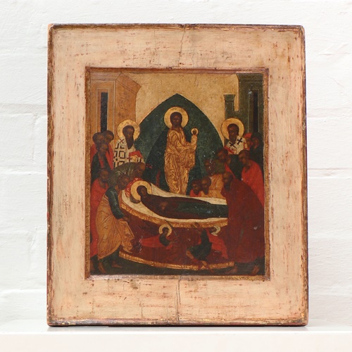 An icon of the Dormition of the Mother of God 